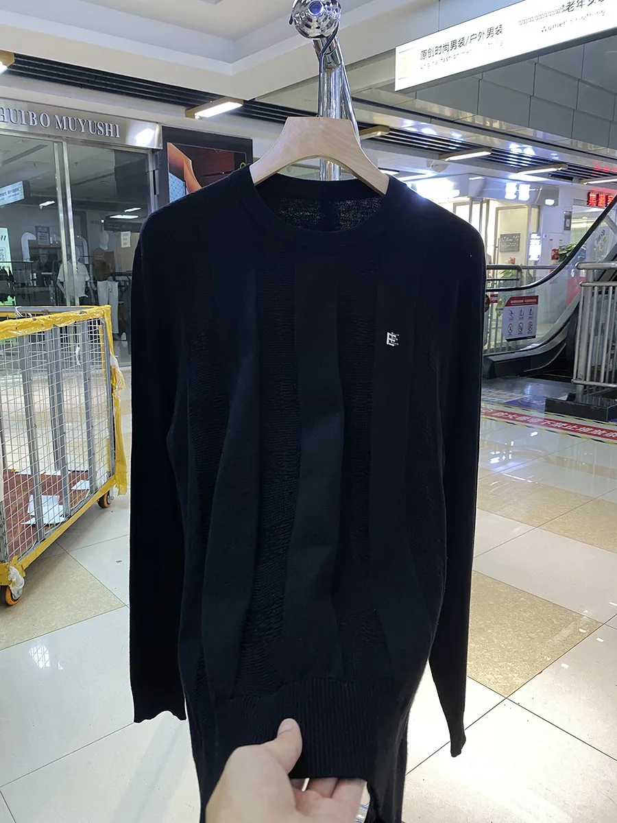 

Soft Casual round Ne Knitted Sweater Thin Faion Tassel Men's Autumn Faion Ci Breathable Long Sve Pure Color Sweater