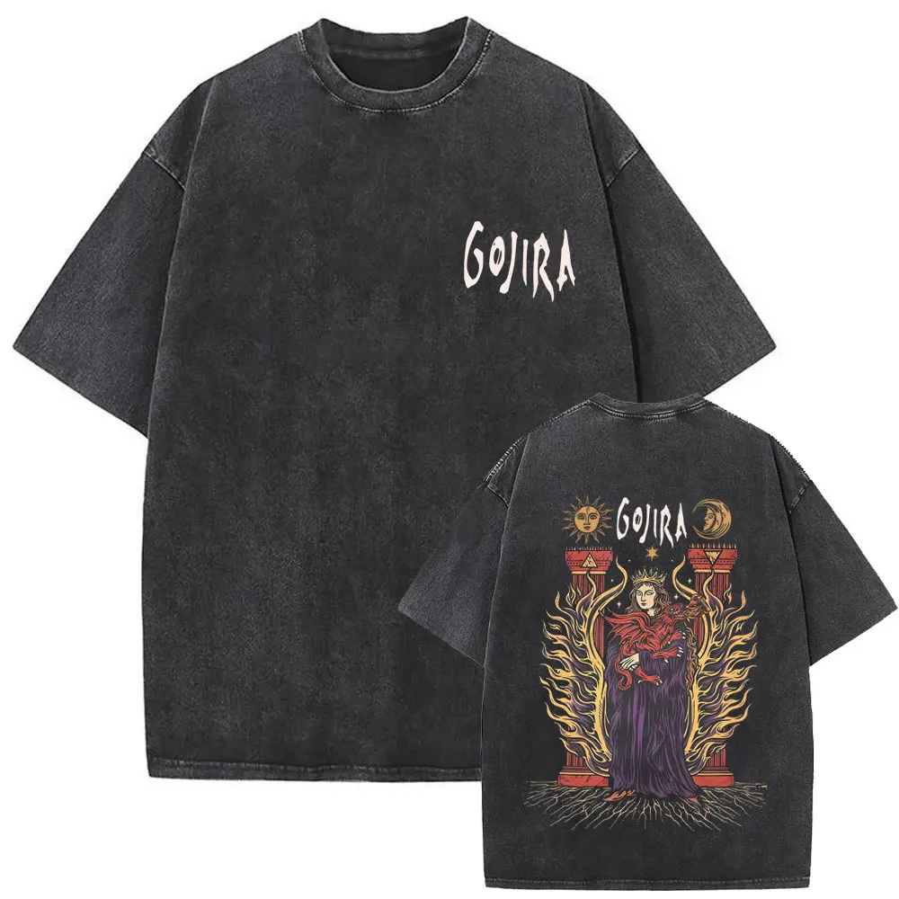 

Washed Vintage Metal Rock Band Gojira T-shirt Magma T Shirt Fortitude T-shirts Men Women Fashion Oversized T Shirts Streetwear
