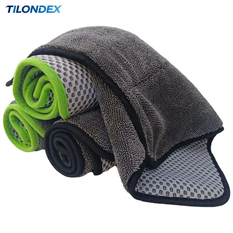 TILONDEX 1PC Dual Sided Honeycomb Mesh Microfiber Car Drying Towel Lint Free Auto Cleaning Cloth for Paint And Glass
