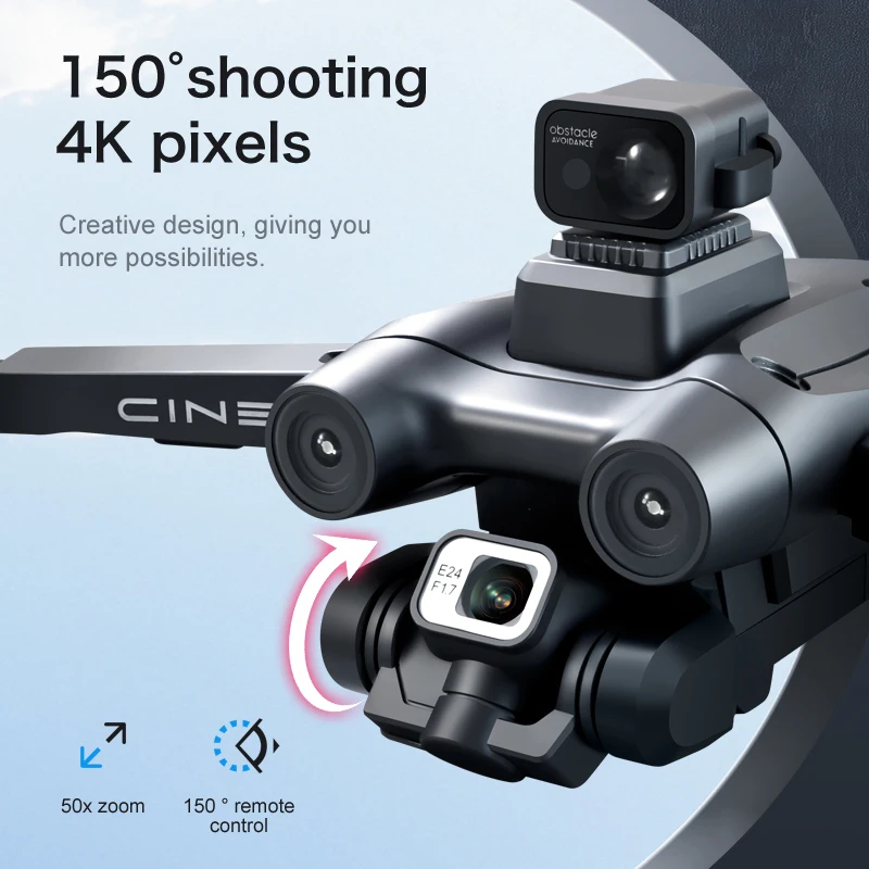 Drone I8 Max avec caméra aérienne HD 4K, positionnement GPS et évitement d'obstacles, cardan sans balais, flux optique