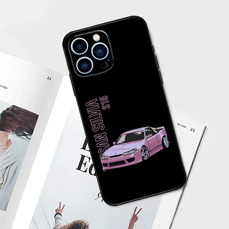 Silvia S15 JDM Tuner Cars Phone Case For iPhone 15 16 14 13 12 11 Pro Max Plus Mini X XR XS Max 7 8 Soft TPU Cover