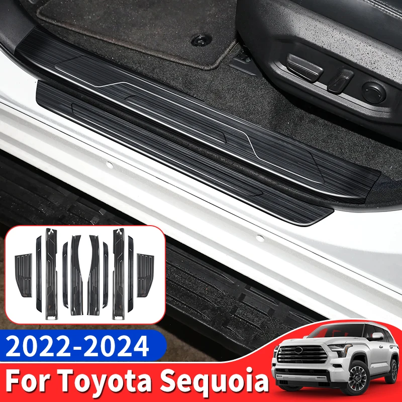 

Для 2022 2023 2024 Toyota Sequoia Защитная крышка порога из нержавеющей стали модернизированные аксессуары для интерьера тюнинг