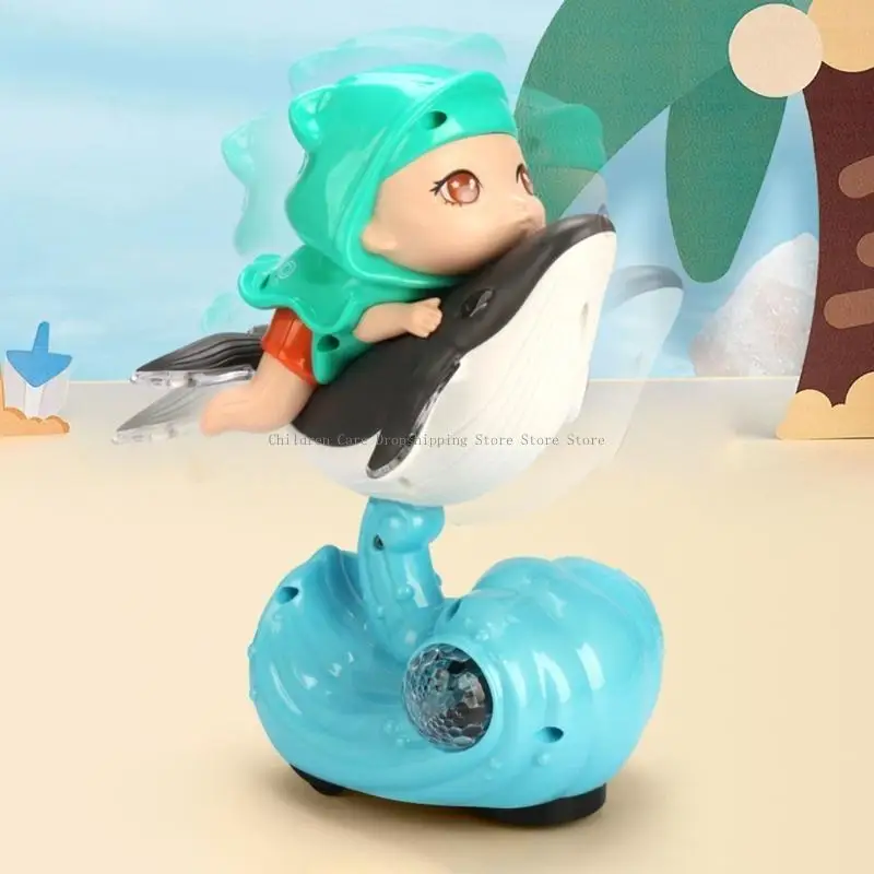 Dziecięca kreskówka wieloryb w kształcie lalki wczesna edukacja muzyczna brzmiąca zabawka do chodzenia