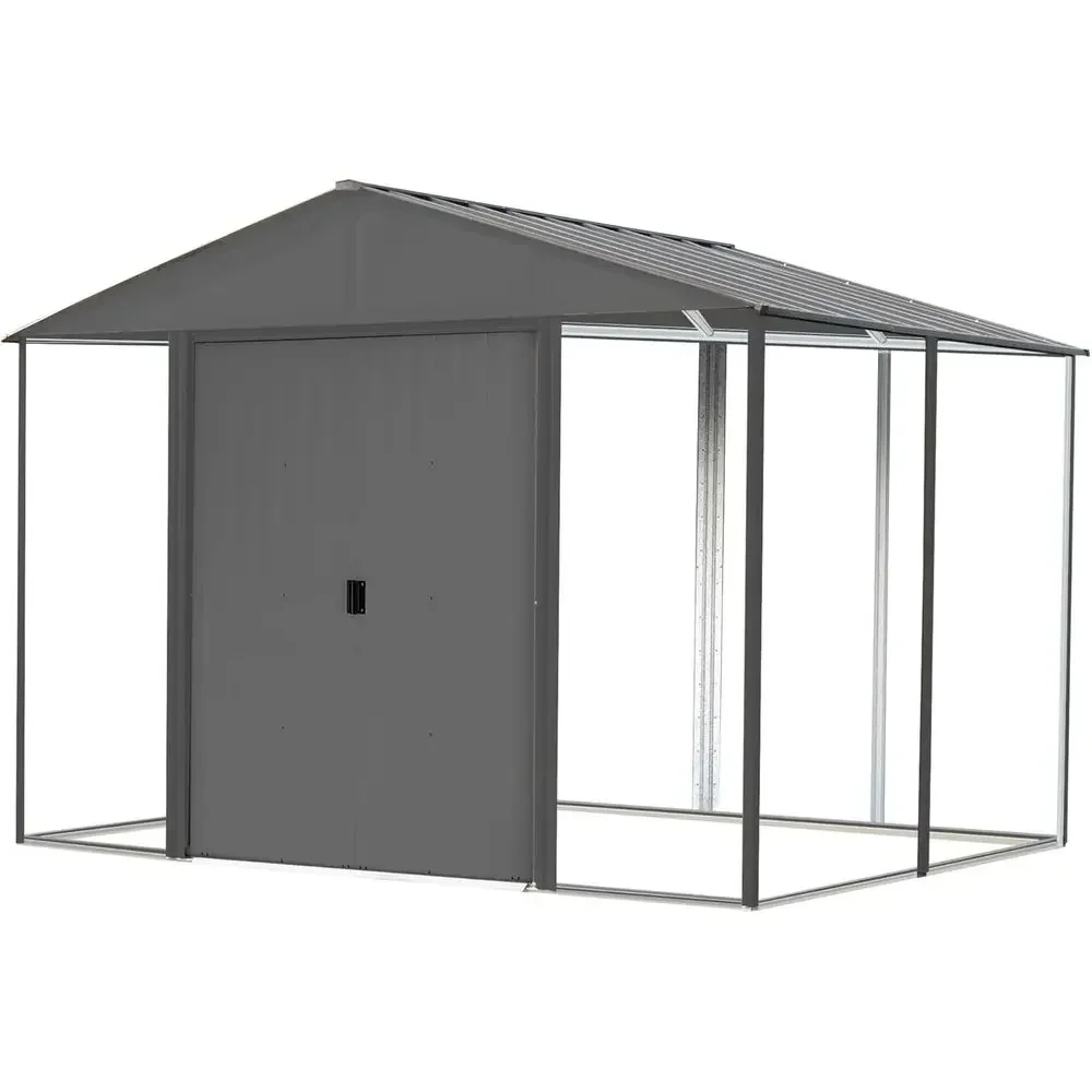 10ft x 8ft Galvanized Steel Outdoor Shed Kit, Anthracite