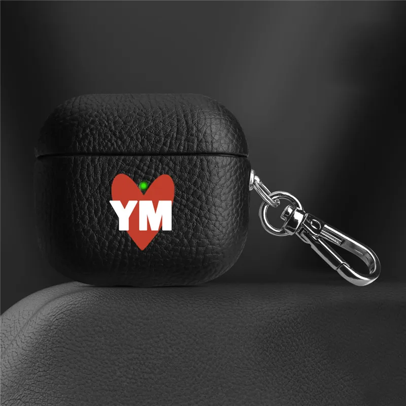 Personalisa Names Heart Luxury Genuine Lychee Leather Earphone Cases for Airpods 1&2, Airpod pro, Airpods 3, Airpod pro 2 Covers