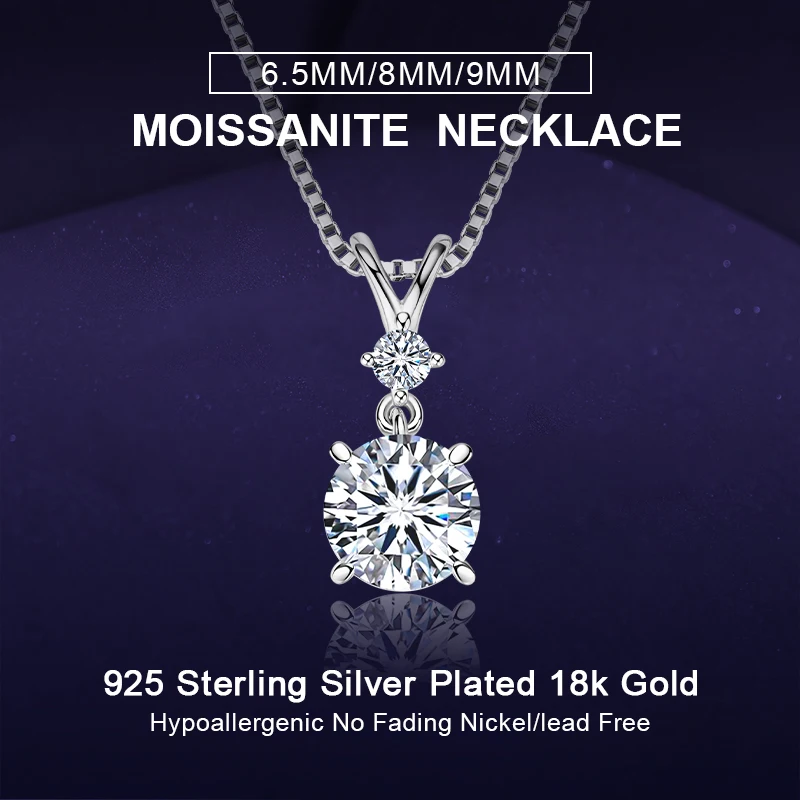 

IOGOU D1.06CT/D2.10CT/D3.20CT полностью муассанит с круглым бриллиантом и двумя камнями, ожерелье для женщин, настоящее серебро 925, роскошные ювелирные изделия