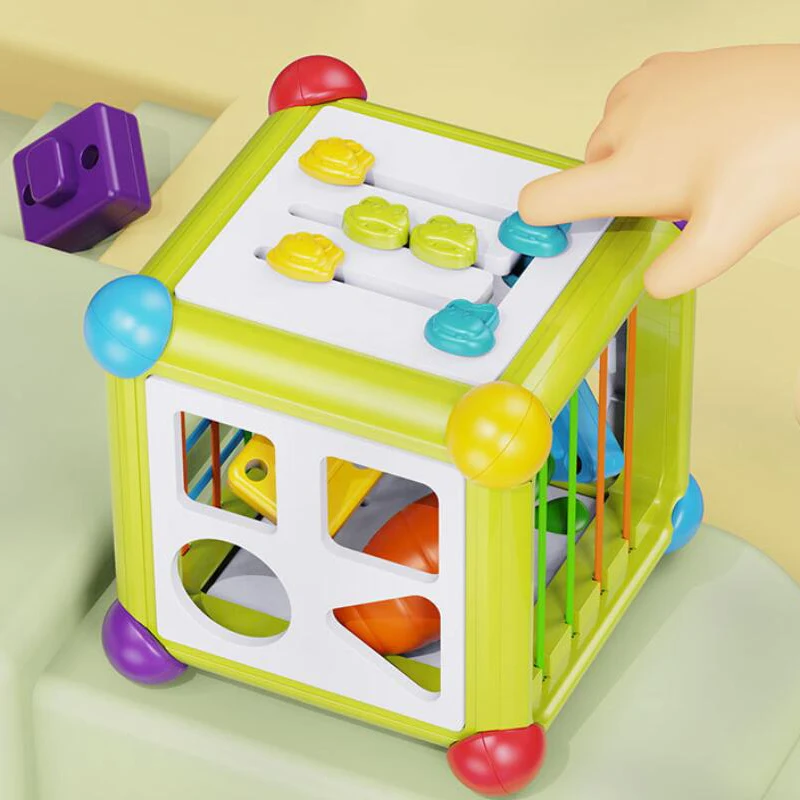 6 In1 Baby Activity Cube Montessori Educational Toy Stacking Blocks Puzzles 6 12 Months Infant Shape Sorter Sensory Traning Toys