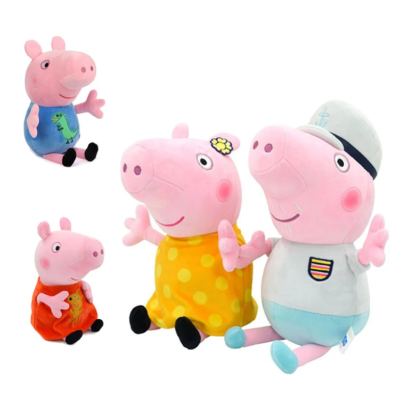 2Pcs/Set Peppa Pig Grandfather Grandmother Anime Plush Dolls Soft Stuffed Toys With PP Cotton Kids Birthday Decoration Gift