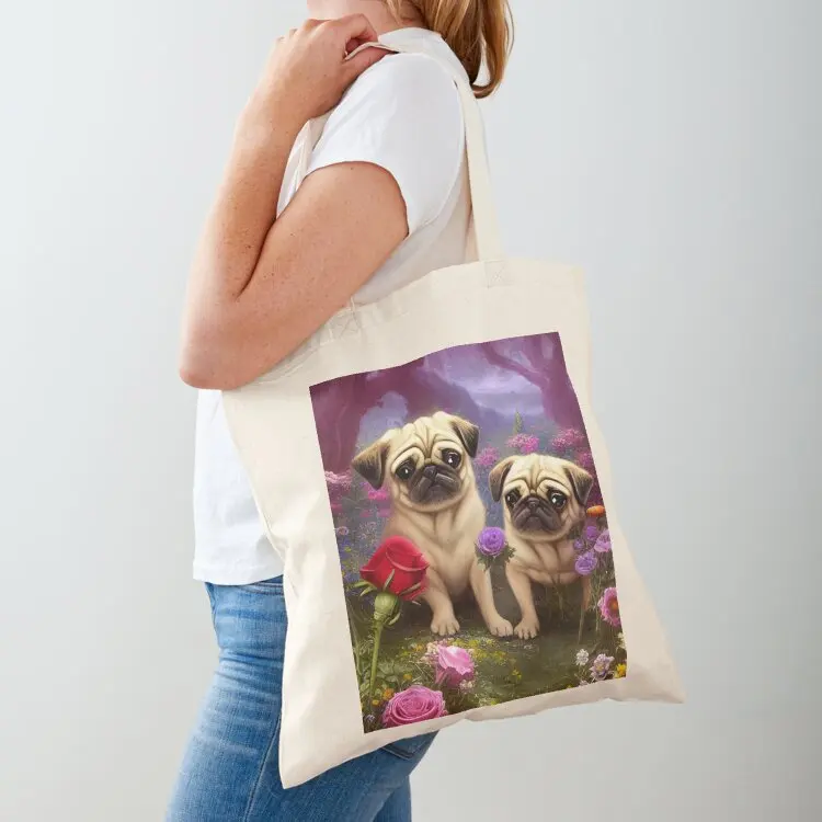 

Pugs in Wonderland Tote Bag Lady bags Women's bags tote bags aesthetic Shopper handbag