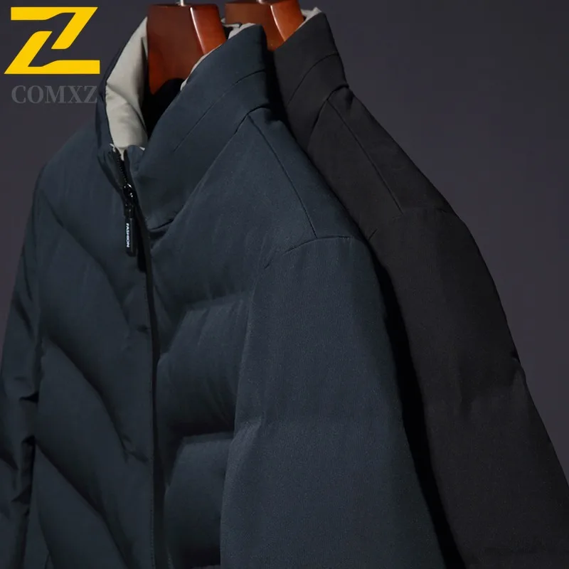 COMXZ Men Down Jacket Thick Warm Stand Collar Ski Trip Windproof Snow Adventure Puffer Jacket Lightweight Design Winter Jacket