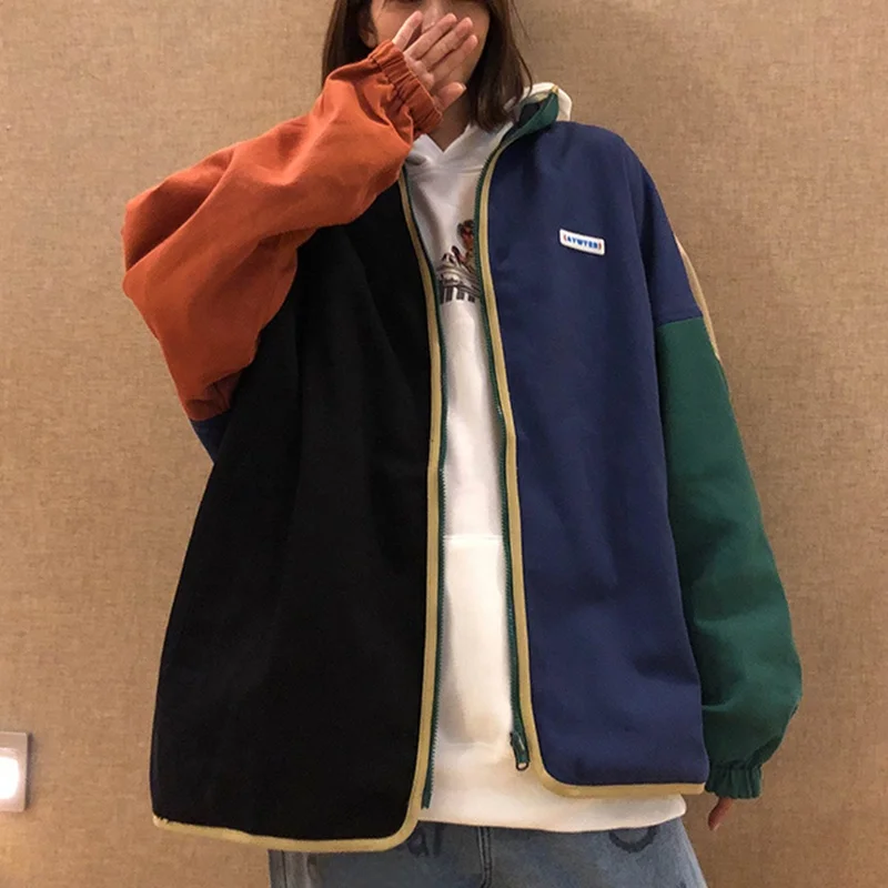 

Salt Series Double-Sided Wear Spring Autumn Women's Jaet Cotton Fabric Commute Sle Zipper Closure Long Sve Loose Fit