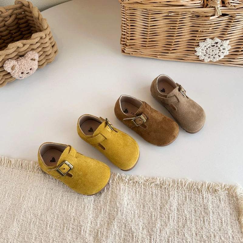 

Детские удобные модные кожаные туфли в британском стиле ретро 2026 года, новые стильные туфли для мальчиков и девочек на плоской подошве с мягкой подошвой