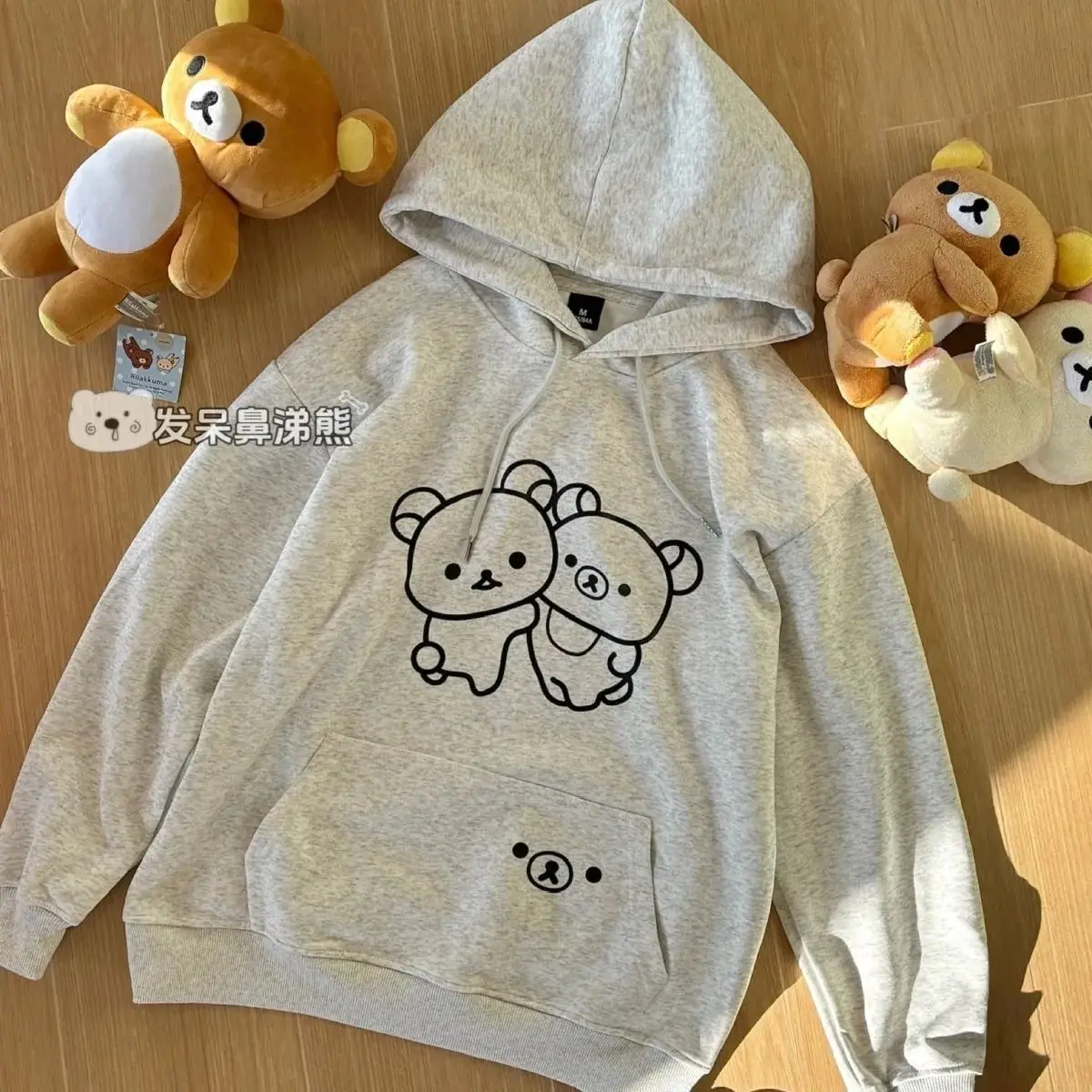 

Kawaii Rilakkuma Print Hoodie Cute Woman Sweatshirts Spring Autumn Woman Clothing Casual Long Sleeve Top Women