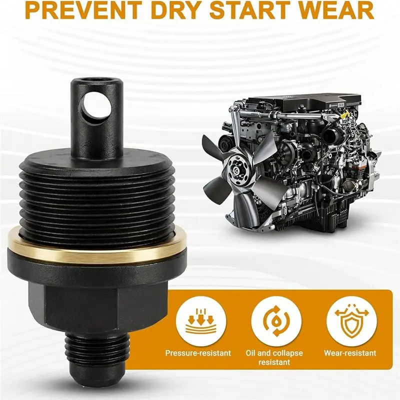 AS57-6492-10 Oil Priming Adapter Kit For Detroit Diesel DD13 & DD15 Engines, M33x2.0 Thread, 27Mm Hex, With Hose Dust Cover