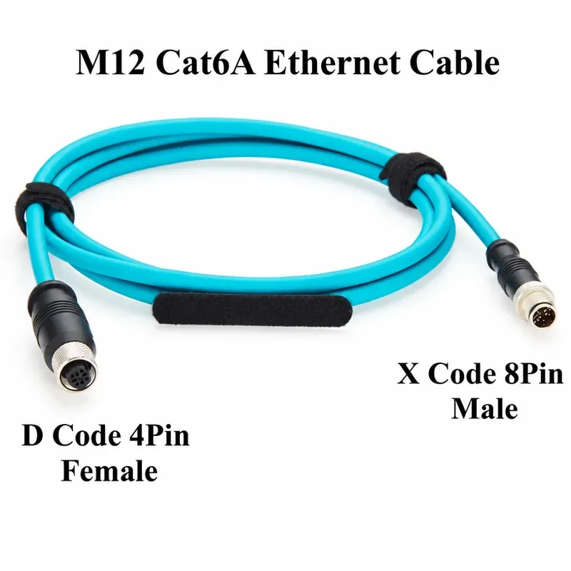 Profinet M12 X Code Male to D Code Female Ethernet Connection Cable Cat6A High-Flex Drag Chain Shield Compatible with IFM