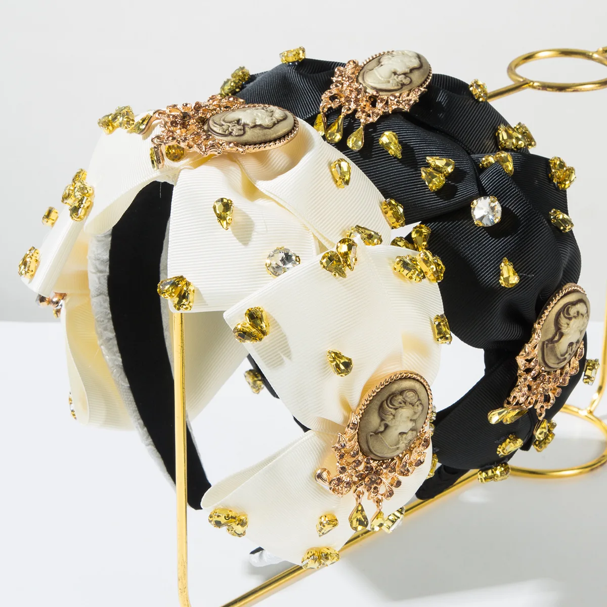 

Baroque bow rhinestone headband female personality face accessories high sense fashionable versatile banquet hair accessories