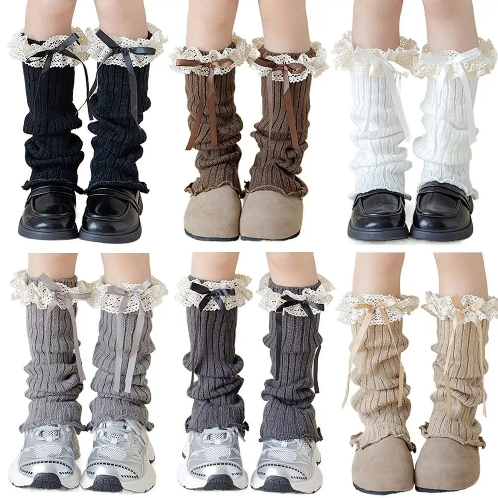 

Kawaii High Elastic Kids Lace Leg Warmers Knitted Sweet Style Foot Cover Lace Trim Lolita Style Socks Children Wear