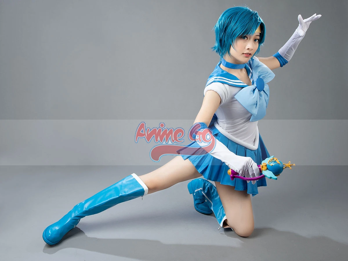 Sailor Mercury Anime Costume Dress para Crianças e Adultos, Mizuno Ami, tamanho MP000571