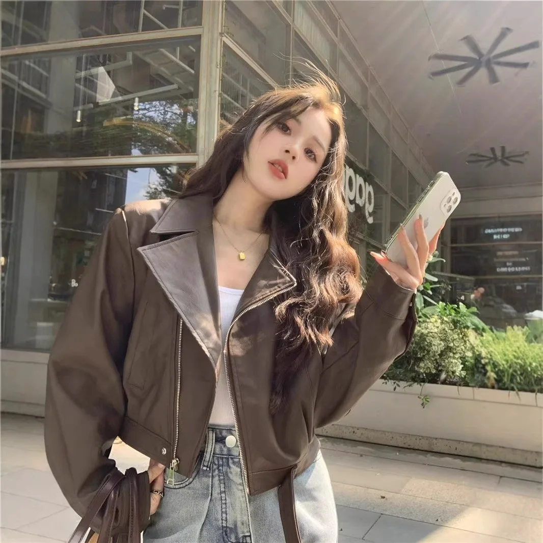 

Chic PU Leather Jacket 2026 New Artisanal Cropped Jacket Refined Short Sleeve Outerwear for Urban Street & Daily Style