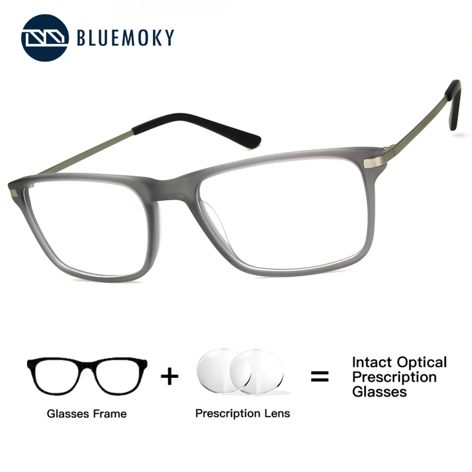 BLUEMOKY Rectangle Acetate Correction Eyeglasses with Prescription Blue Light Filter Anti Reflective Photochromic Multifocal