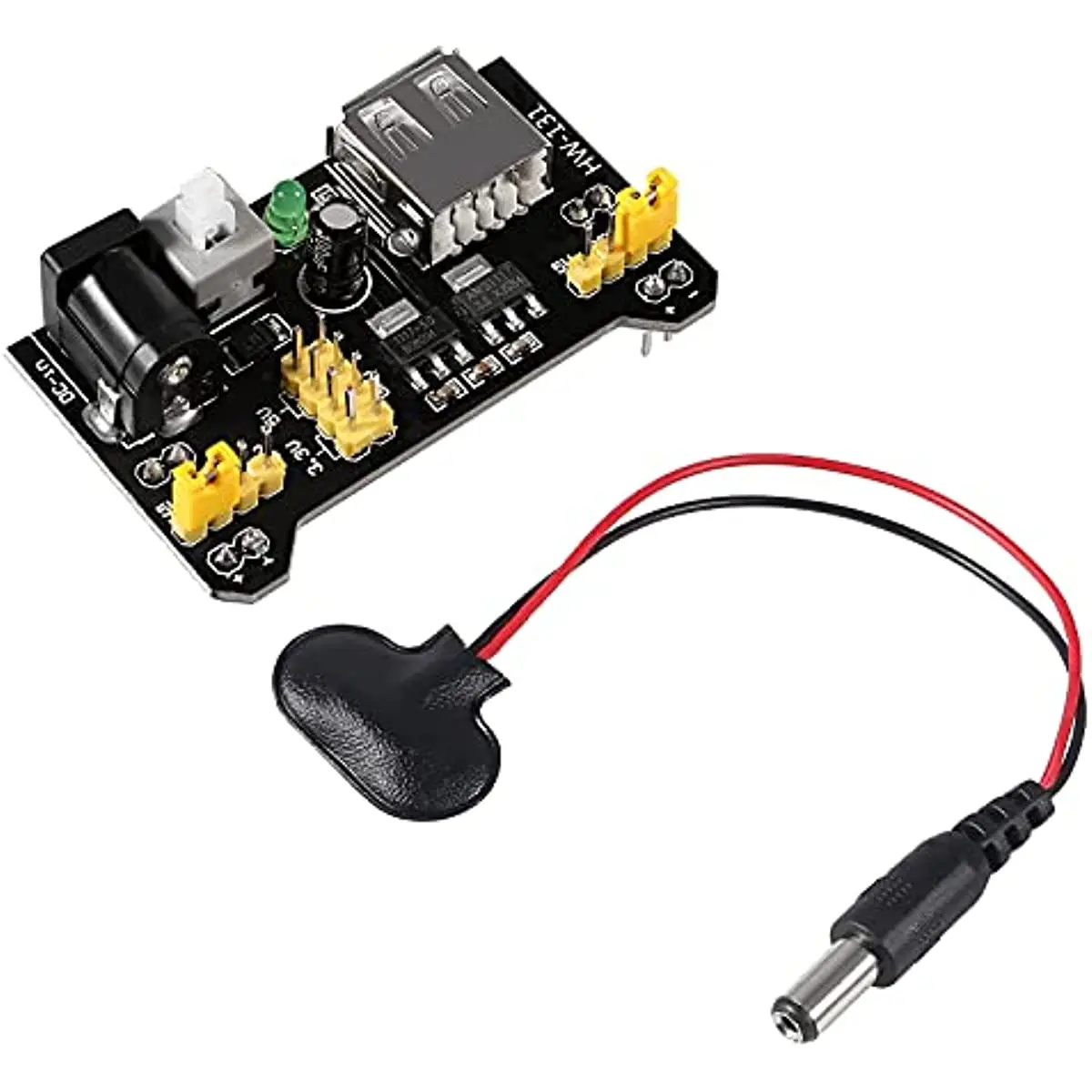 4 pces mb102 placa de pão módulo de alimentação dc 6.5-12v usb com 9v bateria clipe cabo de alimentação 2.1x5.5mm macho dc plug para arduino