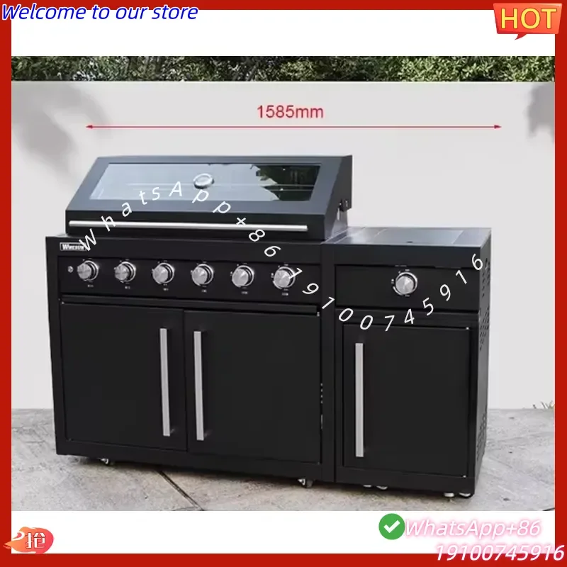 2026Hot BAINENG Free Standing Outdoor Kitchen Stainless Steel Outdoor Worktop 304 Stainless Steel Grill Kitchen Cabinet