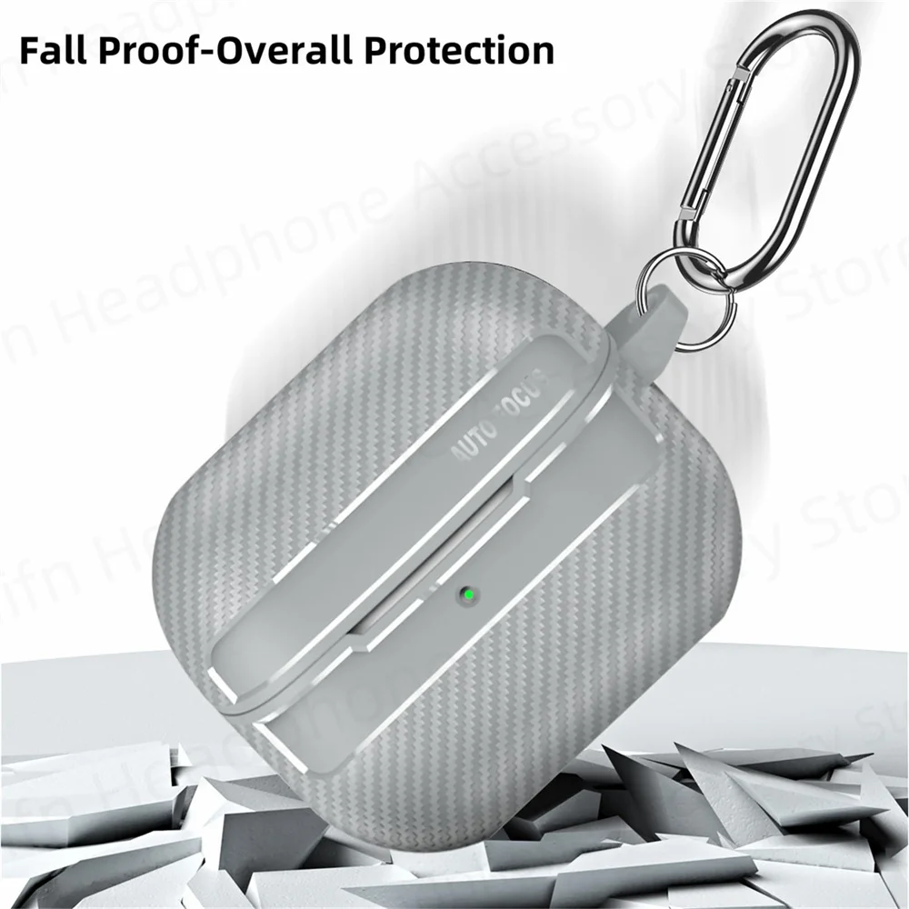 حافظة حماية من ألياف الكربون لسامسونج جالاكسي ، حافظات شحن لاسلكية مقاومة للمسببات مع طقم تنظيف للرجال والنساء ، Buds3 ، Buds3 Pro