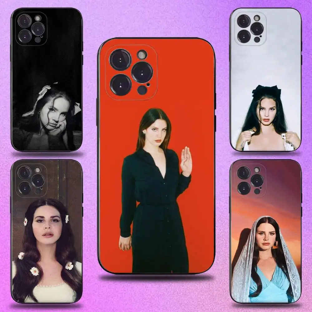 

L-Lana Del Rey Singer Phone Case For iPhone 16,15,14,13,12,11 Plus,Pro Max,XS,X,XR,SE,Mini,8,7,Soft Silicone Black Cover