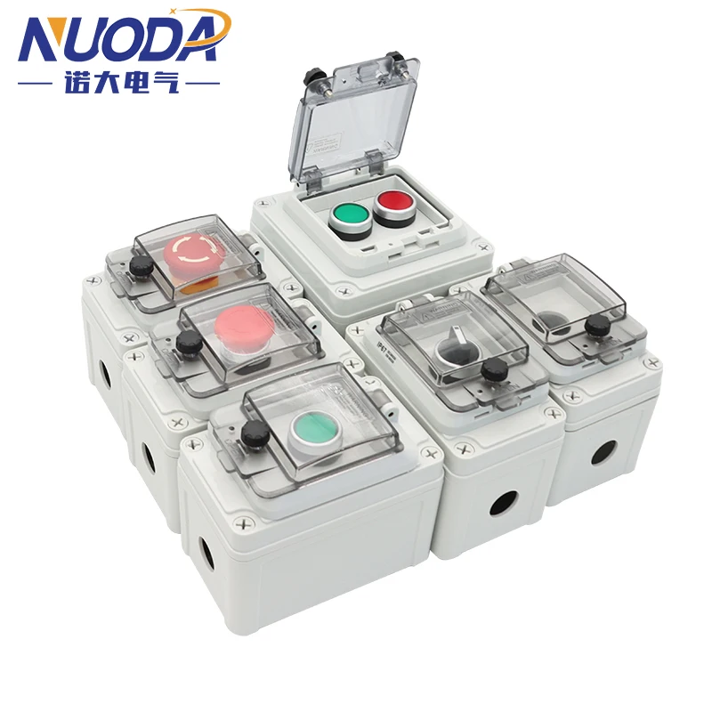 NUODA Emergency Stop Control Button Switch Box Ip67 Outdoors Protect Shield Waterproof Urgent Stop Buttons Controlling Case