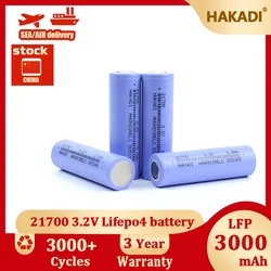 HAKADI 21700 Lifepo4 3.2V 3000mAh Rechargeable Batteries 4-20PCS For Solar Street Light Boat DIY 12V 24V 36V Power Bank