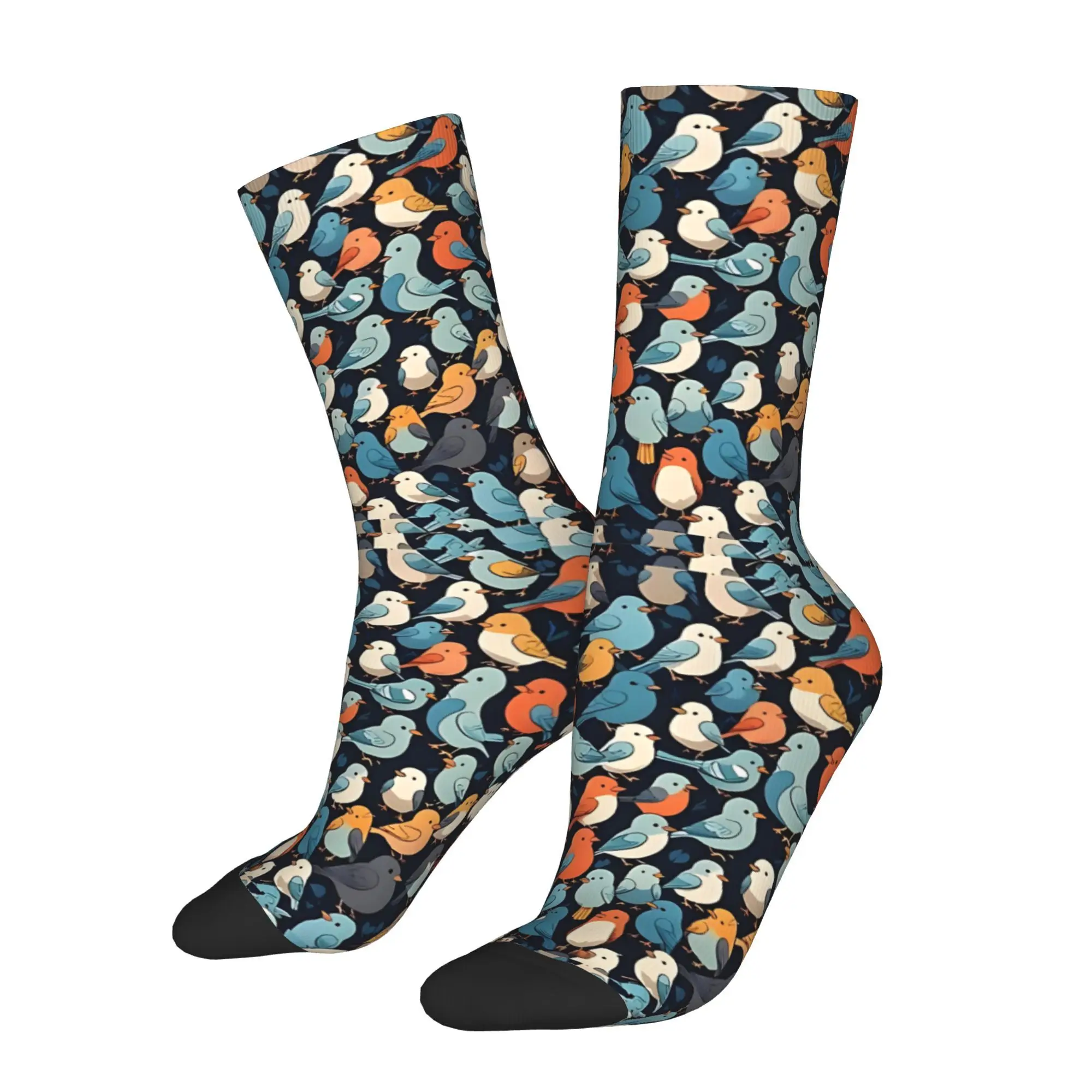 1pc Cute Bird Printed Men's Socks  Novelty Hip Hop Harajuku Pattern Crew Sock Casual Gift
