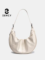 Zency Women 100% Genuine Leather Black Hobo Bag Shoulder Cross Large Capacity Handbag 2024 Designer Bag Tote Bags For Outdoor