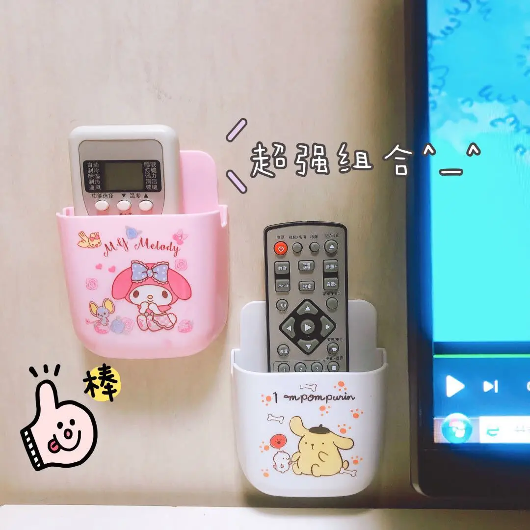 

Sanrio Storage Shelf Hello Kitty Cinnamoroll Kuromi Cartoon Punch-Free Wall Remote Oothbrush Mobile Phone Bedroom Bedside Gifts