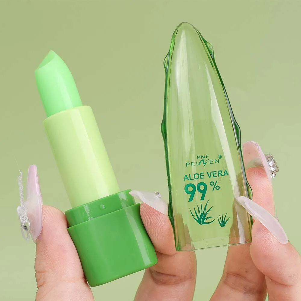 Color Changing Aloe Vera Lip Balm Waterproof Long-Lasting Natural Moisturizing Lipstick Nourishing Women Lips Makeup Cosmetics