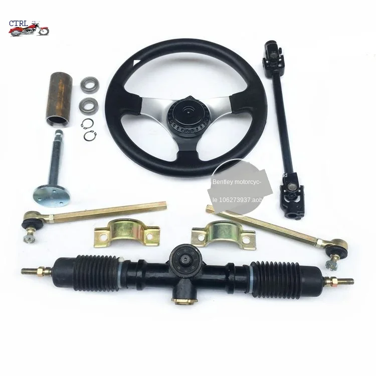 300mm Steering wheel 430mm Full Steel Gear Rack Pinion 380mm U Joint Tie Rod Knuckle Assy Fit For Go Kart Buggy UTV Bike Parts