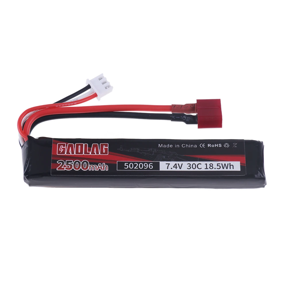 (T Stecker) 7,4 v 2500mah 30c Wasser pistole Lipo batterie mit Ladegerät 2s für akku mini airsoft bb Luftpistole elektrische Spielzeug pistolen Teile