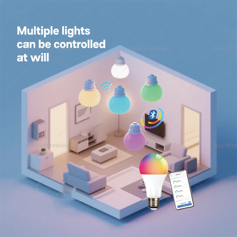 Tuya بلوتوث الذكية LED لمبة 9 واط 220 فولت 85-265 فولت ضوء ذكي عكس الضوء RGB ضوء APP التحكم لغرفة النوم الديكور مصابيح حفلات #3