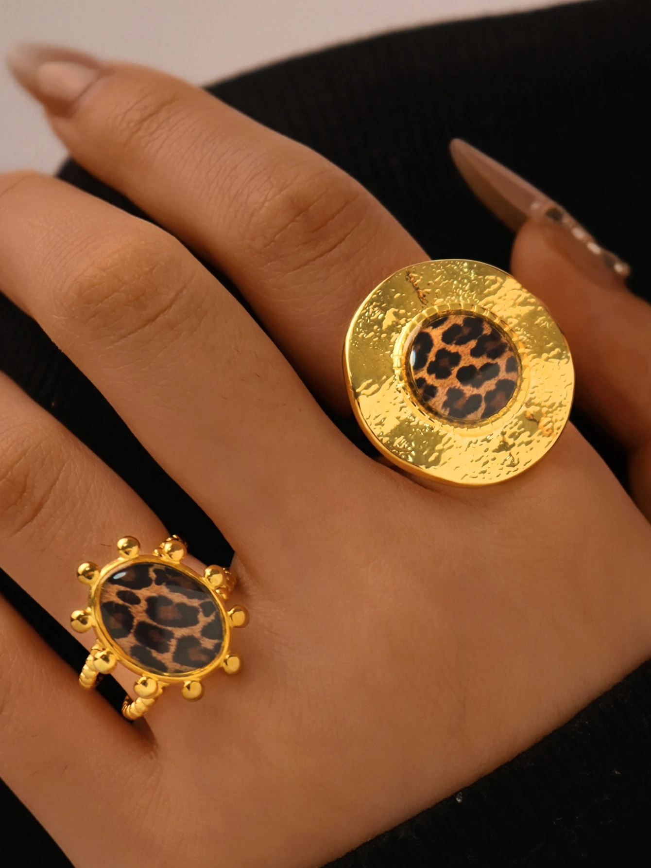 Minimalistische 18K PVD vergulde 304 roestvrijstalen ringen dikke sieraden hoge kwaliteit charme stijlvolle Boho Leopard gouden sieraden
