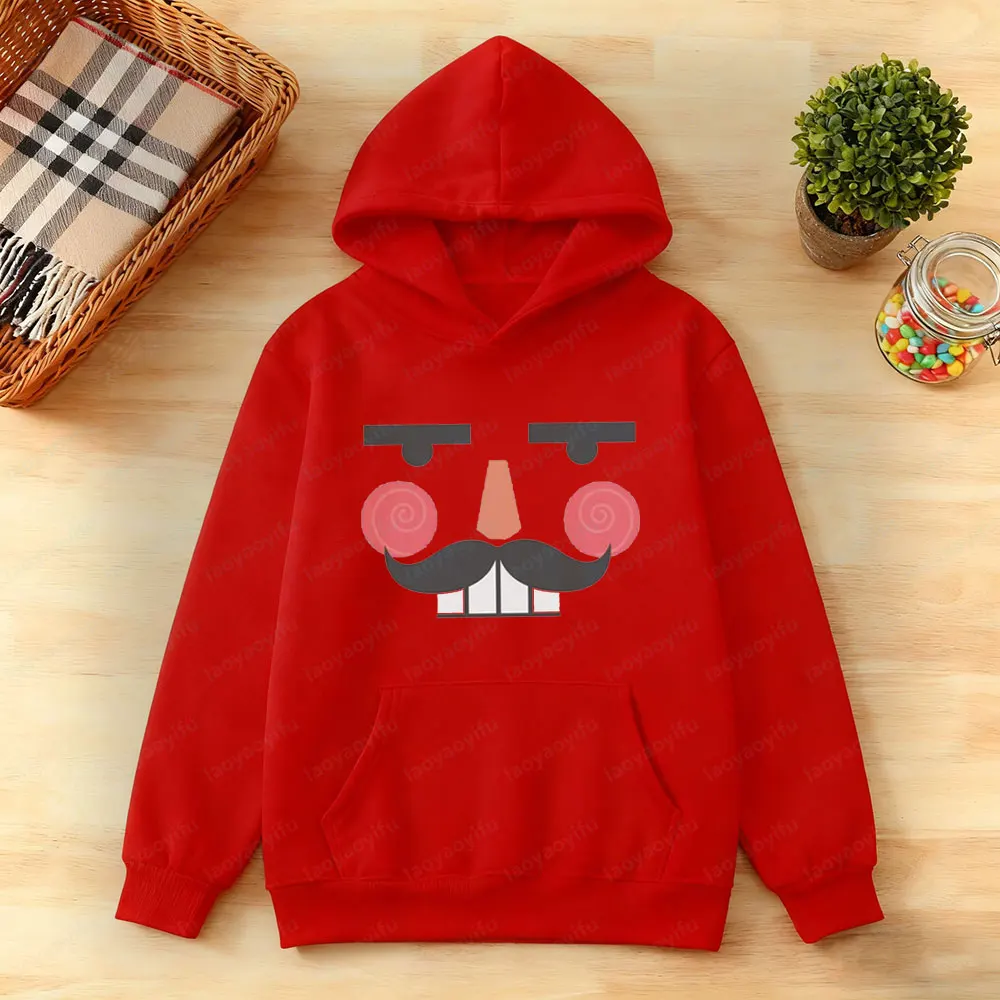 Einzigartige Nussknacker-Gesicht Hoodies Cooles Spielzeug Soldat Weihnachtskleidung Familienurlaub Sweatshirt Männer Frauen Unisex Casual Streetwear