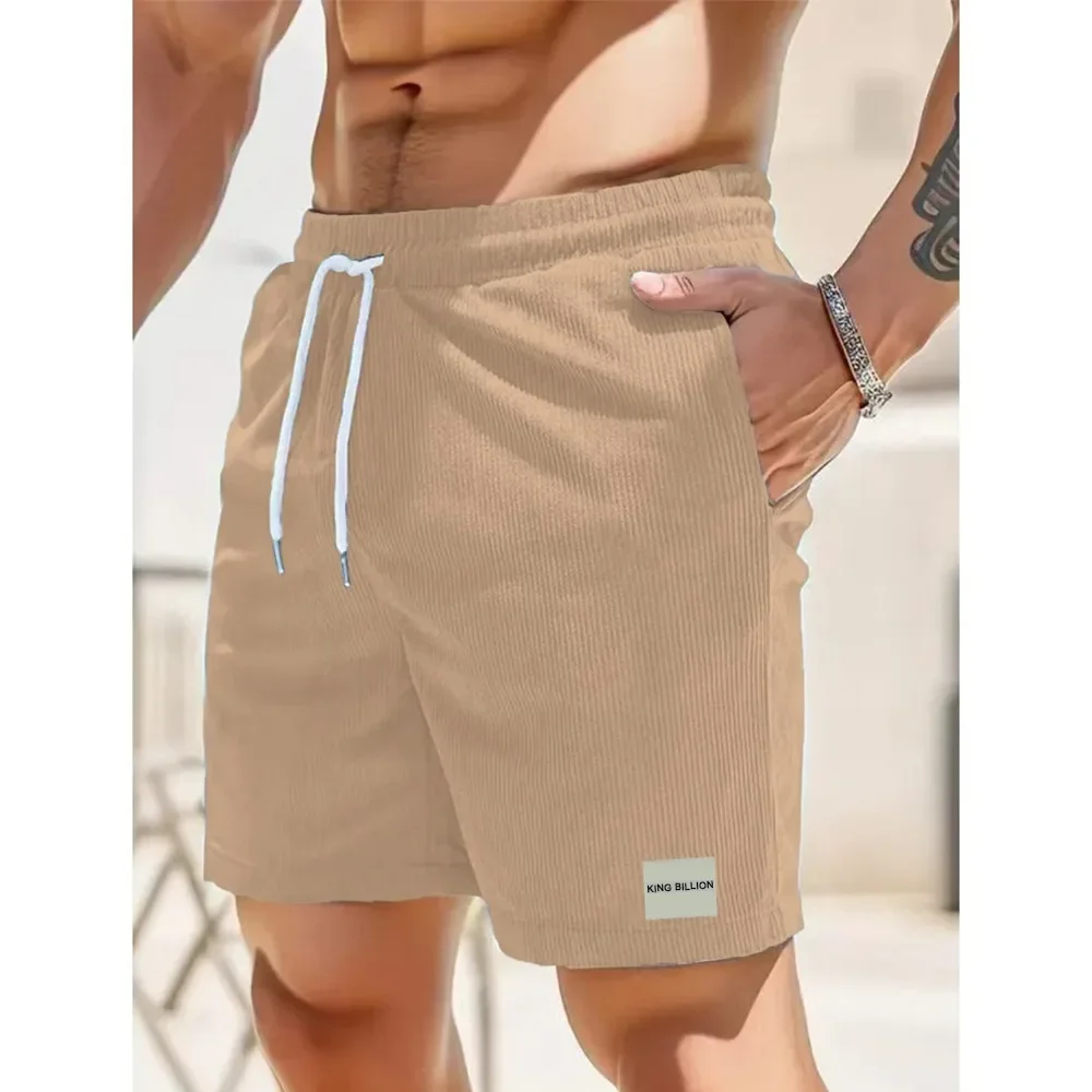 Men\'s Summer Corduroy Casual Solid Color Shorts Male Running Sport Shorts Men\'s Straight Short Pants Comfortable Streetwear