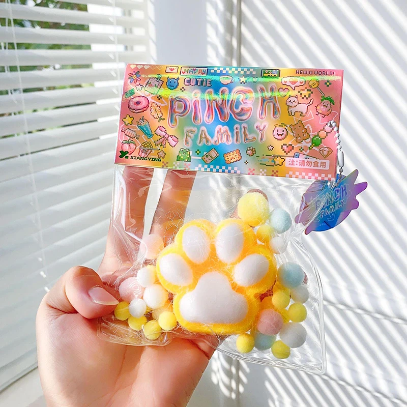 DIY اكسسوارات اسفنجي جديد تململ لعبة صغيرة Kawaii أفخم القط باو خنزير صغير أرنب لطيف الوردي القط القدم الضغط الدعائم
