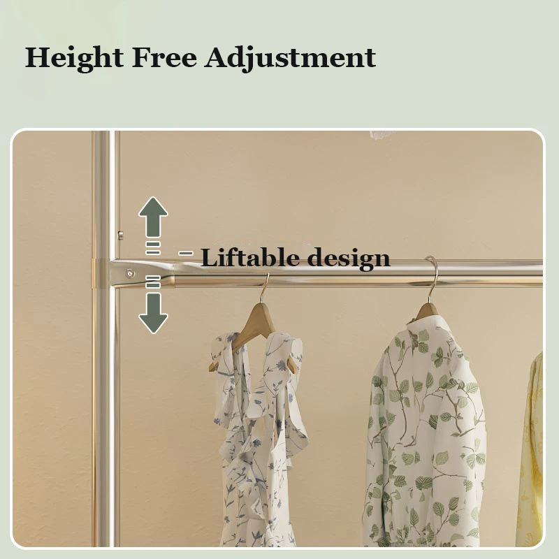 Simple Modern Clothes Rack For Bedroom Double Layer Storage Hanger With Wheels Bag Clothes Pants Shelf Wardrobe Home Furniture