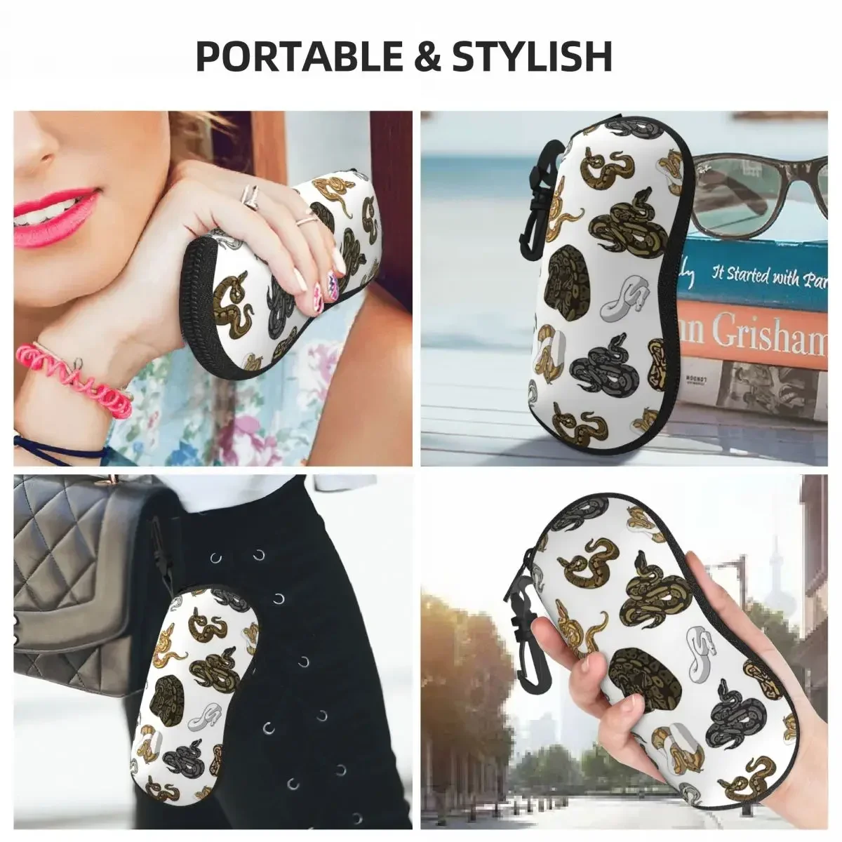 Ball Python Morph Snake Pattern Sleeveless Top Shell Glasses Case Protective Sunglasses Box Women Men Soft Eyeglasses Bag Pouch