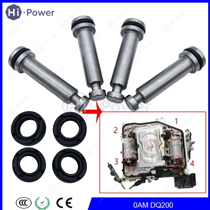 

4PCS DQ200 DSG 0AM 7 Speed Transmission Gearbox Valve Body Pusher Rod Oil Seal For VW Audi OAM DQ200