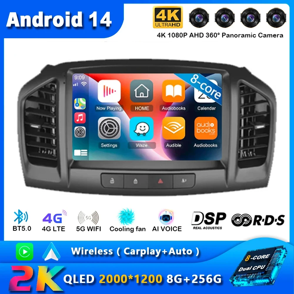 

Car Radio Carplay Android 14 For Opel Insignia 2008 - 2012 For Buick Regal 2009 - 2013 Navigation GPS Stereo 4G Wifi No 2din DVD