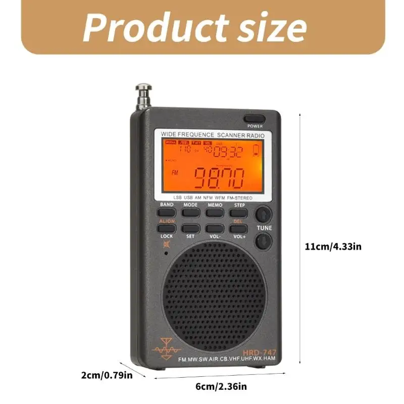 Full Frequency Digital Radio High Sensitivity Multiple Bands with Sleep Timer, Clock, and 1000 Channel Storage