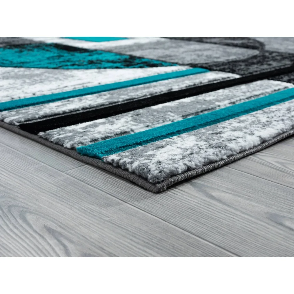 United Weavers Drachma Attica Modern Abstract Accent Rug, Turquoise, 2'7 x 4'2