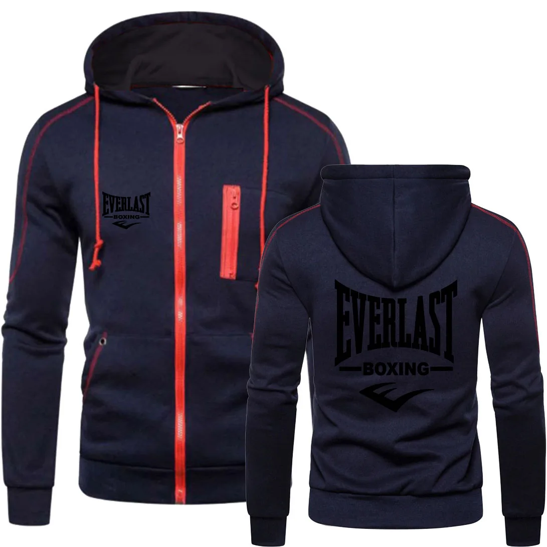 New EVERLAST Men\'s Sportswear Fashion zipper hoodie Solid Blazer Men\'s Sportswear Casual warm sportswear set Winter