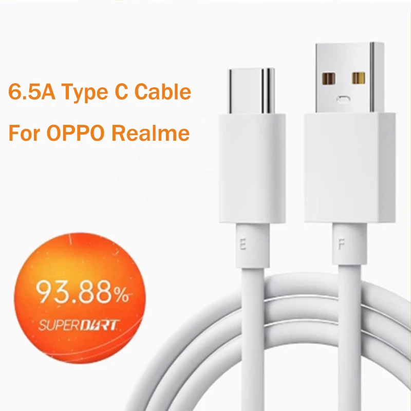 Realme Original Type C Cable 30W 33W 65W 80W 6.5A Super Dart Vooc Charging For Real Me 12 11 10 9 pro 8i GT2 GT Neo 2 3 Find X7