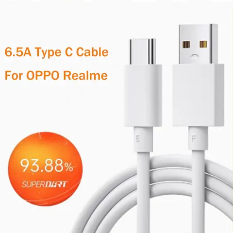Realme Original Type C Cable 30W 33W 65W 80W 6.5A Super Dart Vooc Charging For Real Me 12 11 10 9 Pro 8i GT2 GT Neo 2 3 Find X7